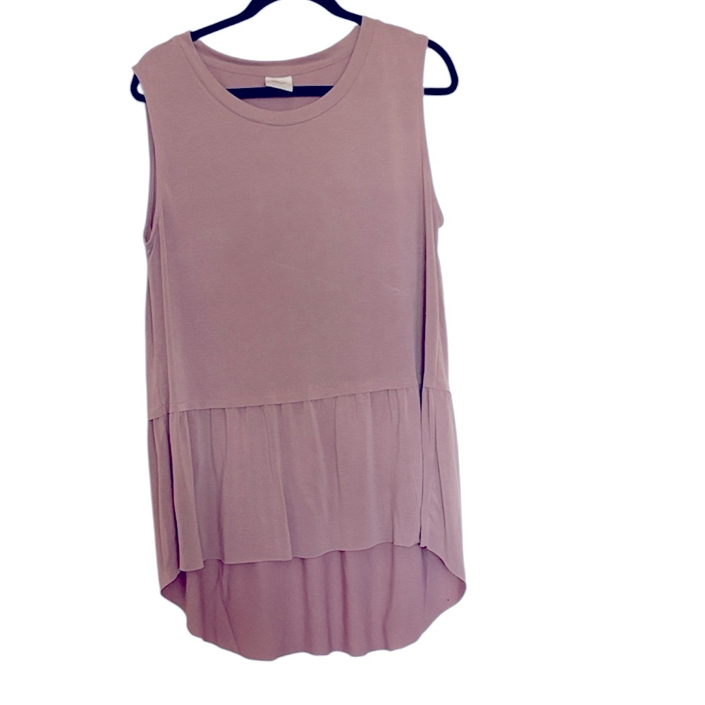 Mote babydoll style top, NWT, Mauve color, sheer bottom, L/XL